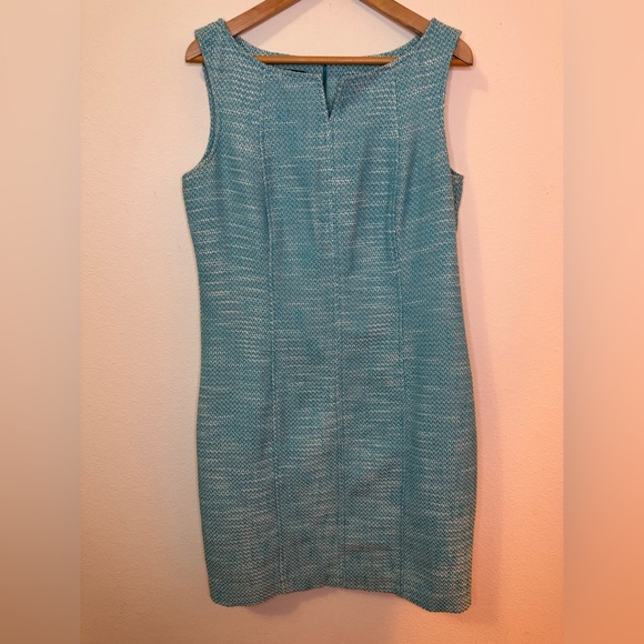 Talbots 14 Elegant Blue Tweed Sleeveless Dress - Picture 1 of 9